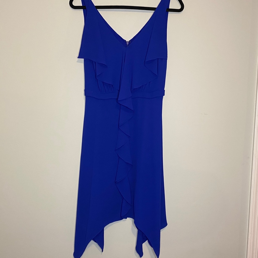 Blue Ruffle Front Dress